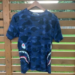 Shark face blue bape shirt size Medoum